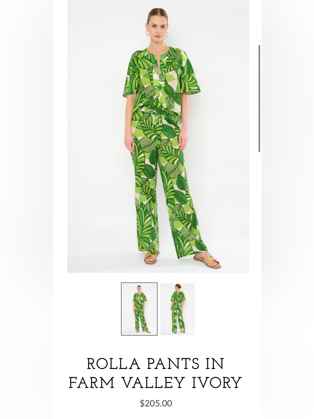 Flora Bea NYC Rolla Pants in Farm Valley Ivory, NWT size Small